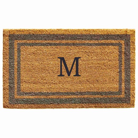 Monogram Door Mat, Natural, Periwinkle, 18 in W x 30 in L